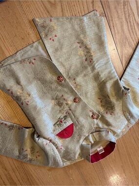 Embroidered Gold-Tone Brocade Jacket with Red Accents